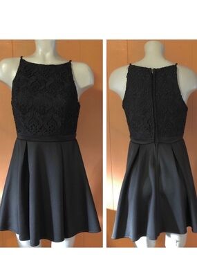 Francesca's Alya Fit & Flare Black Dress S